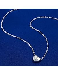 Dainty - Collar con colgante de corazón de alfabeto de plata de ley 925 con letras A-Z 26 para mujer, regalo del día de la madre