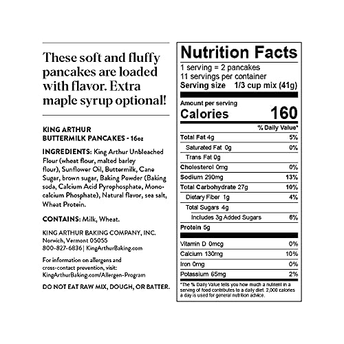 King Arthur Buttermilk Pancake Mix Just Add Water, Sourced NonGMO