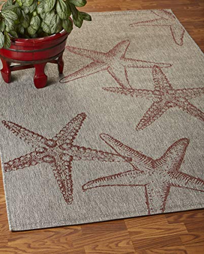 LR Home Captiva Sunset Cay Indoor/Outdoor Area Rug, 7'9" x 9'5", Coral/Beige