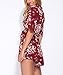 Lanzom Women's Red Boho V Neck Floral Print Romper Jumpsuit with Belt (Medium)