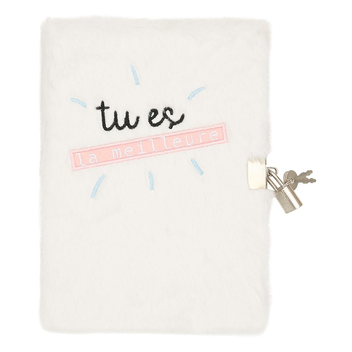 DRAEGER Paris – White Plush Diary with Padlocks and Keys for Personal Secrets – Gift Notebook for Girls and Women