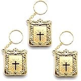 Favorict (3 Pack) Mini Bible Keychain English Holy Bible Religious Favor Christian Jesus Keychain (A)