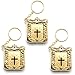 Favorict (3 Pack) Mini Gold Tone Bible Keychain English Holy Bible Religious Favor Christian Jesus Keychain (A)