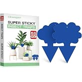Cleanuper 58 Pack Gnat Killer Sticky Traps for Plants - Blue Fungus Gnat Sticky Trap for Indoor Houseplants, Fruit Flies, Whiteflies, Aphids - Family Friendly Design, Flower and Cloud Shapes