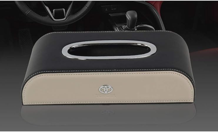 Amazon トヨタ 車用 ティッシュケース 車載 ティッシュカバー 車 ティッシュボックス くるま用 ロゴ入り 革 Puレザー ティッシュホルダー 高級 便利 車用品 車内収納 インテリア 卓上収納ボックス 高い質感 ブラック ベージュ 車用ティッシュカバー ボックス 車