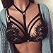 Botrong Sexy Women Floral Lace Bralette Bustier Crop Top Sheer Triangle Bra Shirt Vest Wire Free (L, Black)