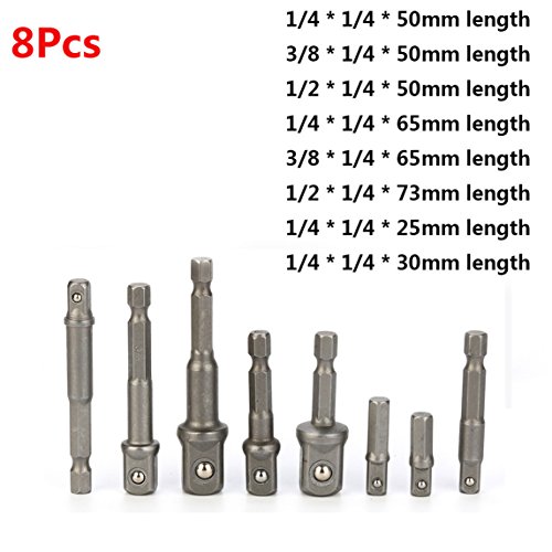 Nation HOT â™¥ Driver Bar Wrench,8Pcs Socket Bit Adapter Set Hex Impact Drill Bits (Gray)