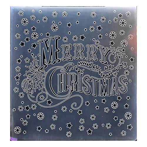 Kwan Crafts Merry Christmas Snowflake Star Plastic Embossing Folders for Card Making Scrapbooking and Other Paper Crafts, 15x15cm