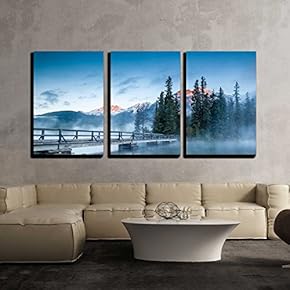 3 Piece Canvas Wall Art - First Glimpse of a Golden Sunrise on a Misty and Foggy Morning at Pyramid Lake - Modern Home Art Stretched and Framed Ready to Hang - 16"x24"x3 Panels