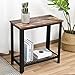 Industrial Side Table, Bonzy Home 2-Tier Nightstand with Mesh Shelf, Wood Look End Table with Metal Frame for Hallway, Living Room, Bedroom, Space Saving and Easy Assembly