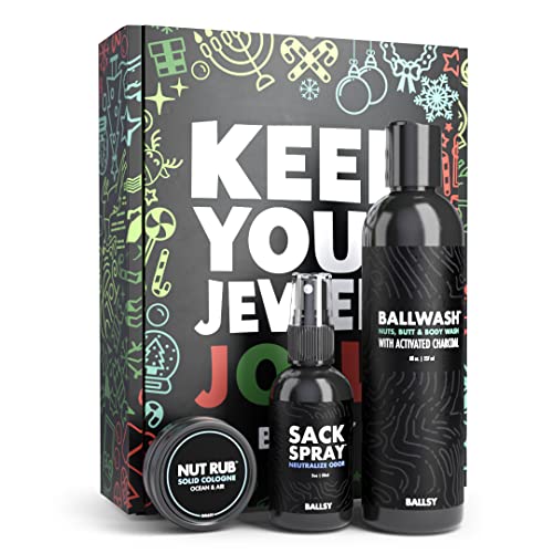 Ballsy Gift Set For Men, Jolly Jewels Pack, Includes Body Wash, Deodorizing Spray, and Cologne