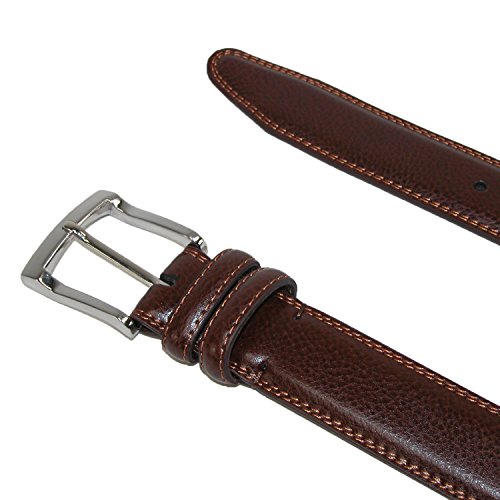 Aquarius Men's Big & Tall Pebble Grain with Feather Edge Dress Belt, 46, Cognac