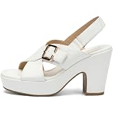 DOBOLIN Chunky Platform High Heels for Women, 4 Inch Block Heeled Platform Sandals with Ankle Strap, Open Toe Fashion Summer Women Heels Shoes Comfortable Dressy for Party Wedding Evening