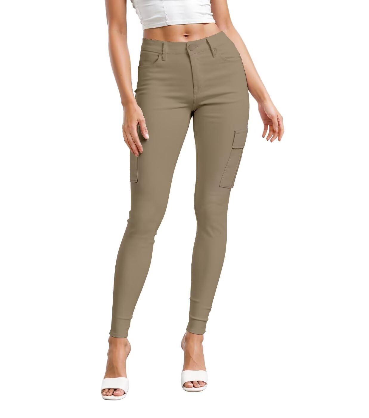 Photo 1 of & Company Womens Hyper Ultra Stretch Comfy Skinny Leg Work Casual Pants P44880CSK Khaki M
