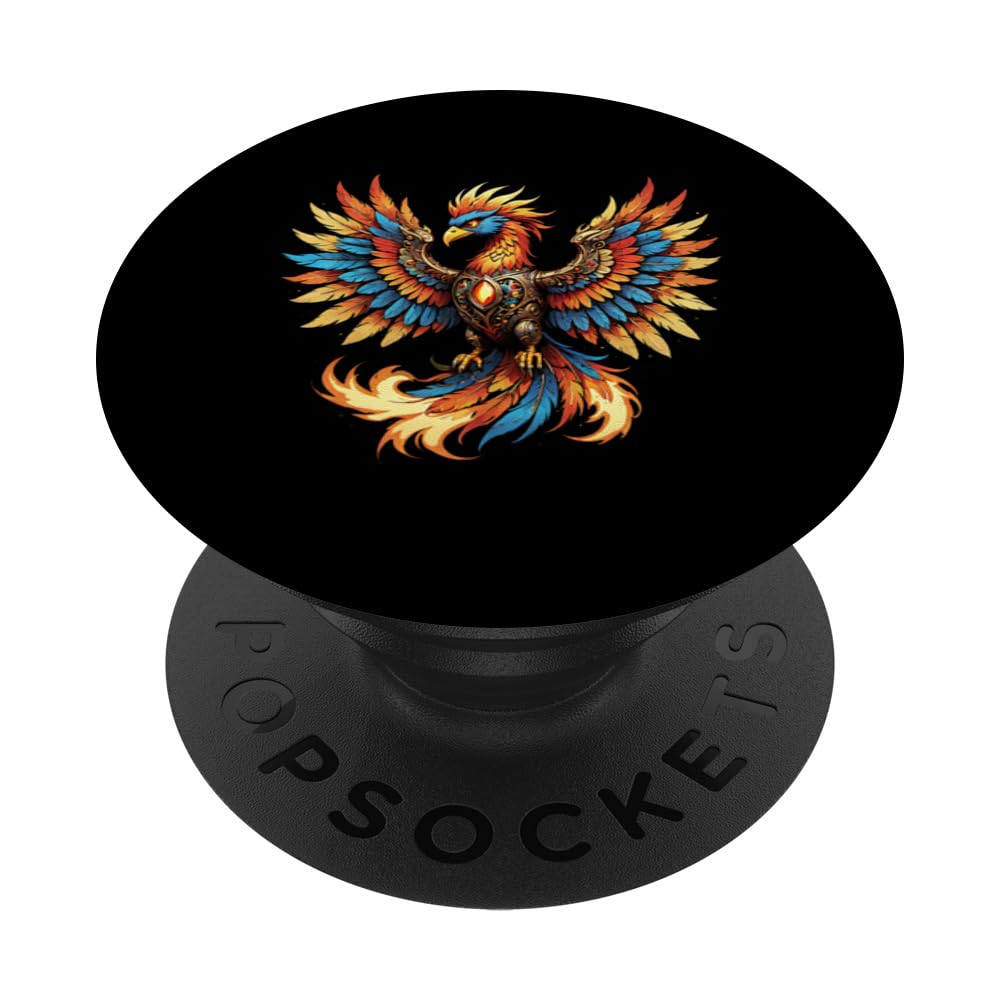 Illustrated Vintage Steampunk Flaming Phoenix Rising PopSockets Swappable PopGrip