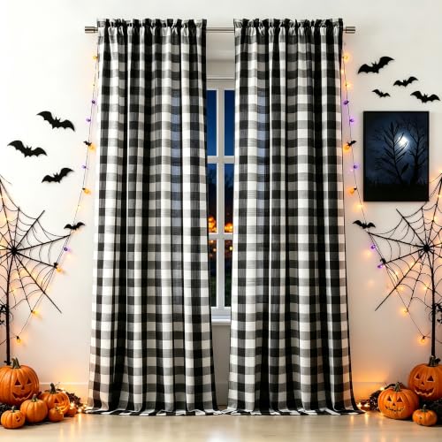 Bapawfish Gingham Farmhouse Curtain Panels