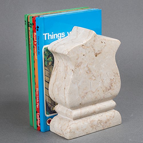 Creative Home 74701 Genuine Champagne Marble Stone Fleur De Lis Style Bookend Set