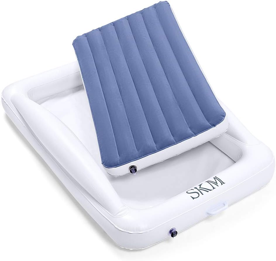SKM Inflatable Toddler Travel Bed with Safety Bumpers