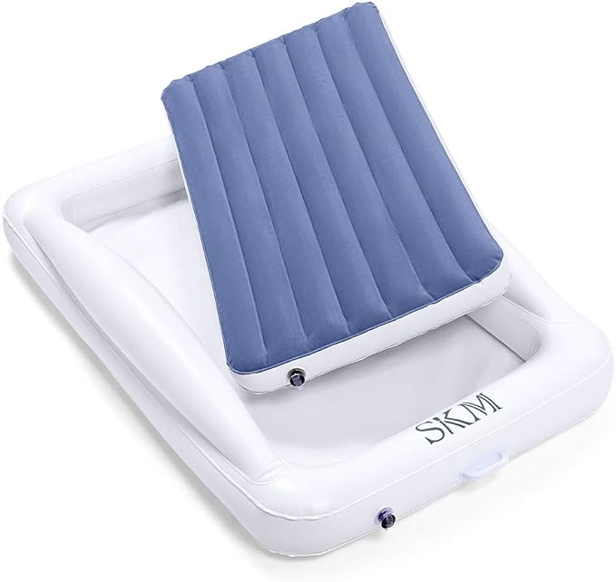 SKM Inflatable Toddler Travel Bed with Safety Bumpers