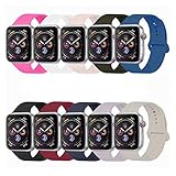 YANCH Compatible with for Apple Watch Band 42mm 44mm, Soft Silicone Sport Band Replacement Wrist Strap Compatible with for iWatch Nike+,Sport,Edition,S/M,10 Pack