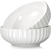 NUTRIUPS 8 in Salad Bowl, 50oz Serving Bowls for Entertaining, 2 Pack Ceramic Bowls Set for Cooking Baking, Microwavable
