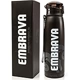 Stainless Steel Water Bottle by Embrava - 18 Ounce - BPA Free - Sweat & Leak Proof w/ One-Click Swing Top Lid - Double Walled and Insulated - Made for Ice Cold Drinks