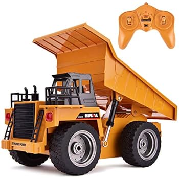 Flyglobal Remote Control Trucks RC Dump Truck 1/18 6CH Remote Dump Truck 2.4G Alloy Metal RC Construction Vehicles Toys Remote Control Dump Trucks for Kids Boys Age 6 7 8 9 10 12-15 Years Old