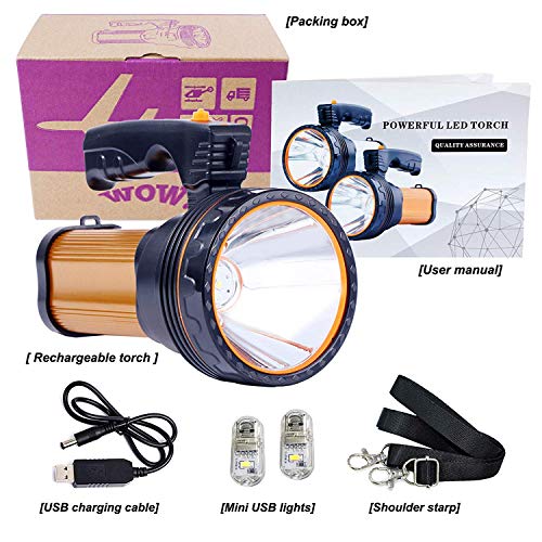 CSNDICE 35W LED Rechargeable Handheld Searchlight, High-power Super Bright 9000mah 6000 Lumens, USB  - //coolthings.us