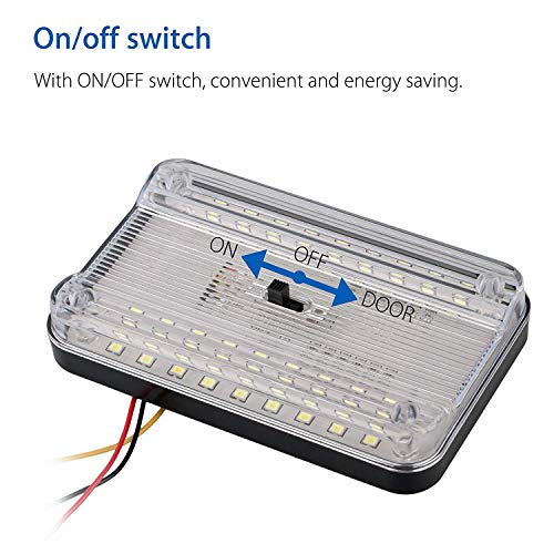Linkhood 2-pack DC 12V 36 LED Car Truck Vehicle Auto Dome Roof Ceiling Interior Light Lamp White With On/Off Switch for Cars Vans Camper Vans & Taxis