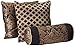 Chezmoi Collection Lisbon 7-Piece Jacquard Floral Comforter Set, California King, Black/Gold