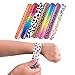 Super Z Outlet Slap On Plastic Vinyl Retro Bracelets with Colorful Hearts & Animal Print Design Patterns for Children, Toy Party Favors (72 Pack)