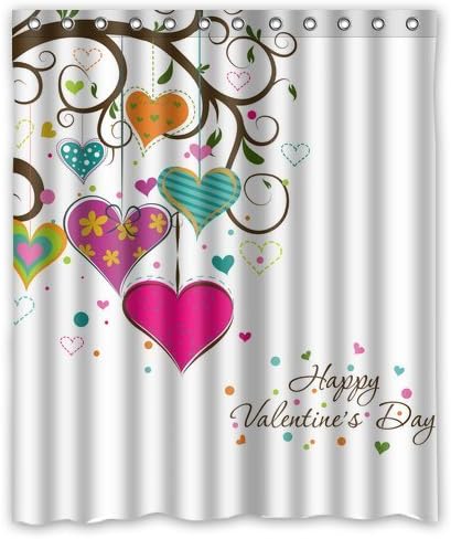 CozyBath Valentines day Love Waterproof Polyester Fabric 60"(w) x 72"(h) Shower Curtain and Hooks