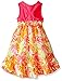 Youngland Girls' Crochet Knit to Printed High Low Dress