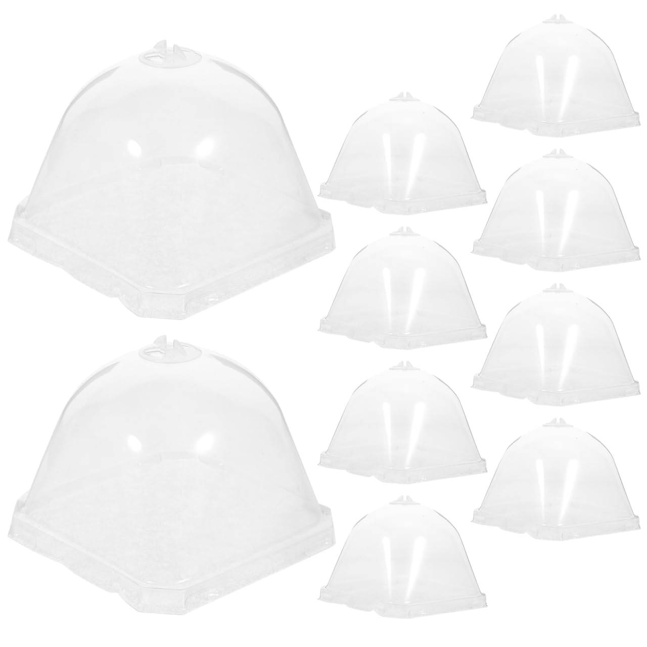 Yardwe 10 Pack Plant Nursery Covers Transparent Garden Dome Cloche Plastic Plant Protector with Adjustable Air Vent for Seedlings and Small Flower Pots 8X10CM