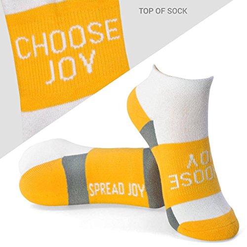 Inspirational Athletic Running Socks | Women’s Woven Low Cut | Choose Joy | Yellow