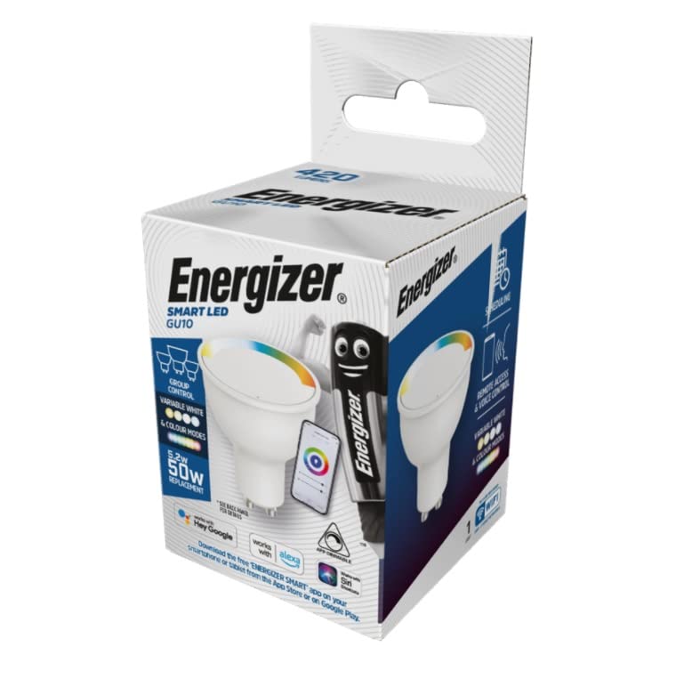 Energizer Smart LED S18462 Smart LED GU10 - 5.2W - Colour Changing - 420lm - Boxed
