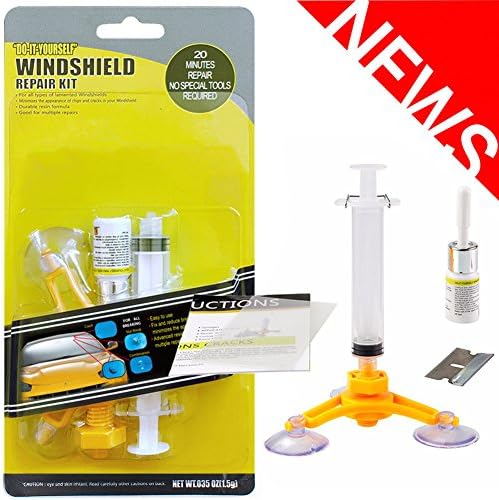 Windshield Repair Kit, Chip and Crack DIY Repair, Remove Bullseyes, Stars, Flowe and Chip from Car Windshields(Easy to Use)