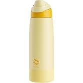 FJbottle Insulated Stainless Steel Water Bottle, 32 oz No Straw Leakproof Sports Water Bottle with Adjustable Handle for Travel Gym Workout Yellow