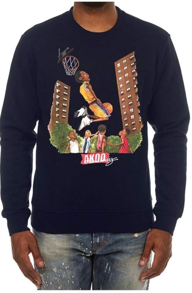 Akoo Men S Mamba Crewneck Long Sleeve Tee In Slim Fit Cotton Sweatshirt Navy Amazon Com