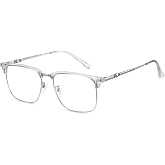 Cyxus Square Blue Light Blocking Glasses, Semi Rim TR90 Metal Frame 8252 | Browline frame blocks 99% blue light and glare, lightweight build for daily computer work and style