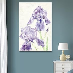 Canvas Wall Art - Vintage Style Purple Flowers - Giclee Print Gallery Wrap Modern Home Art Ready to Hang - 12x18 inches