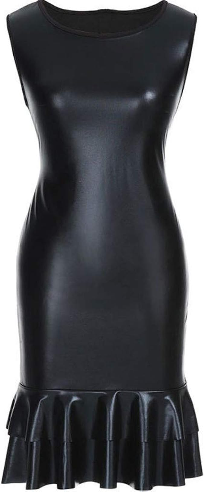 sleeveless ruffle hem bodycon dress