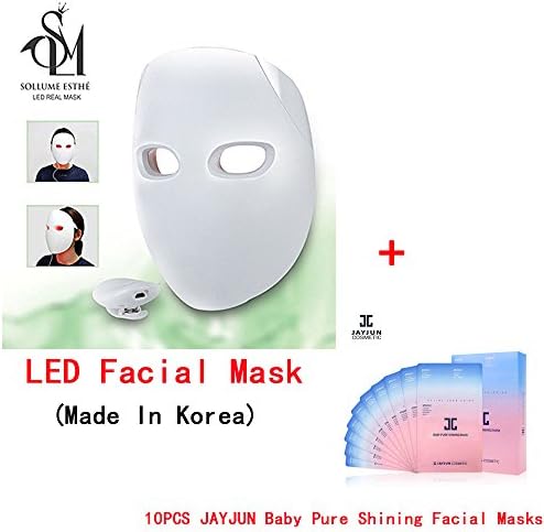 Sollume Esthe LED Facial Mask Anti Wrinkle Face Eye Lifting Skin Tightening Mask with JAYJUN 3 Steps Baby Pure Shining Facial Mask 10pcs