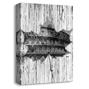 Antique Building Pop up Painting Artwork for Home Framed