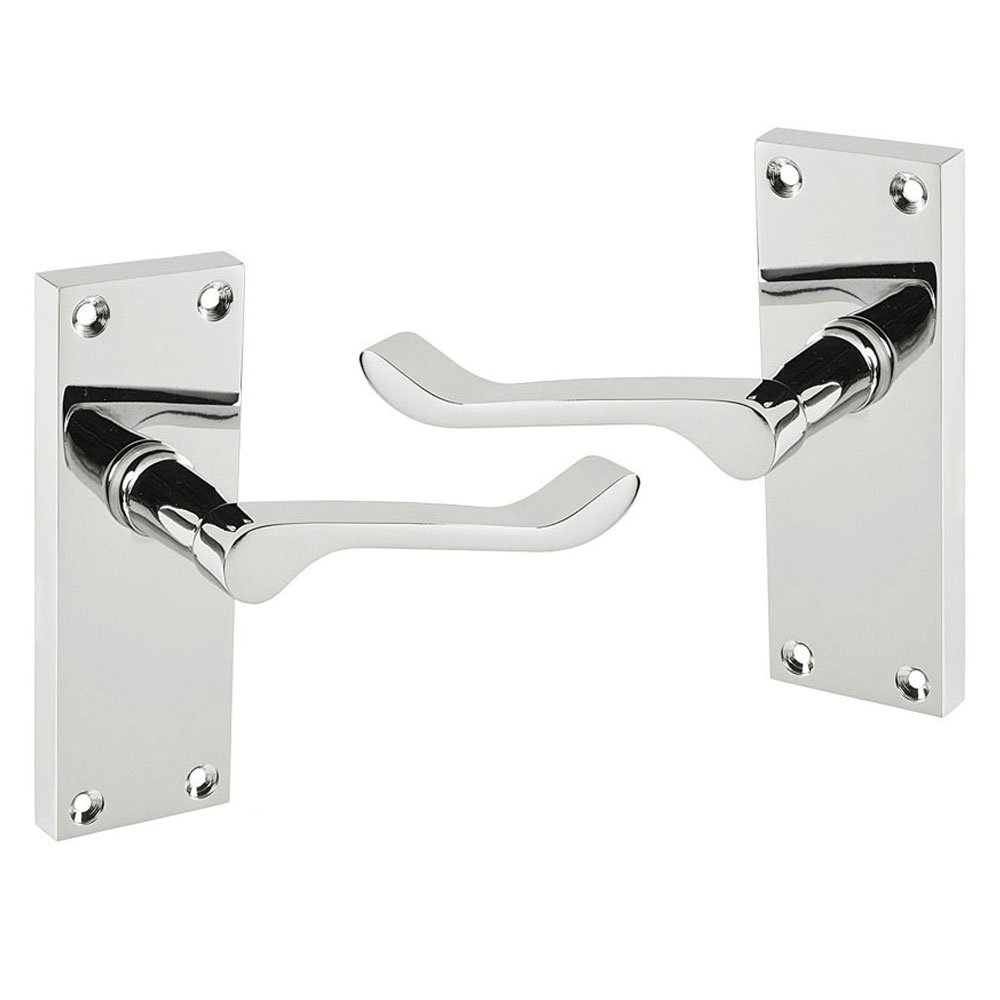 HANDLESTORE 5 Sets Victorian Scroll Lever Latch Door Handles – Polished Chrome Backplate Interior Handles