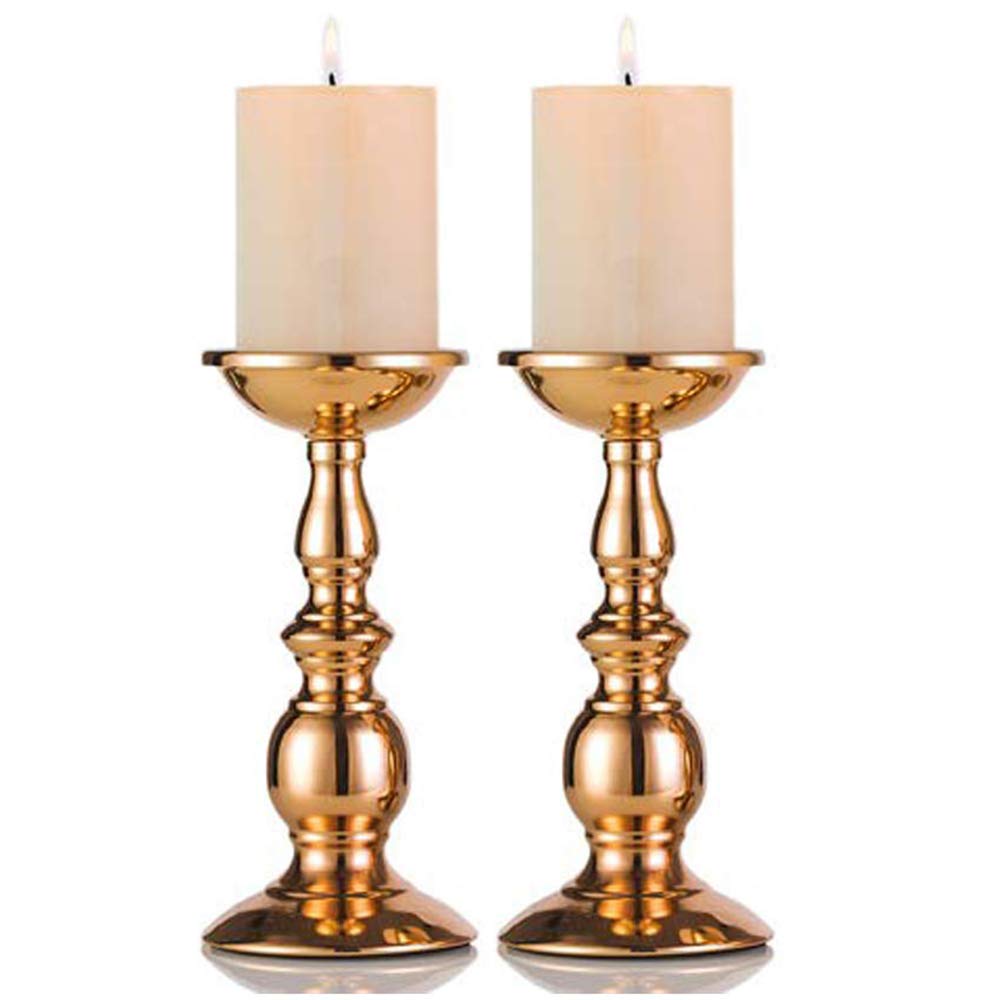 Gold Pcs of 2 Iron Pillar Candle Holders, Most Ideal for 80mm Pillar