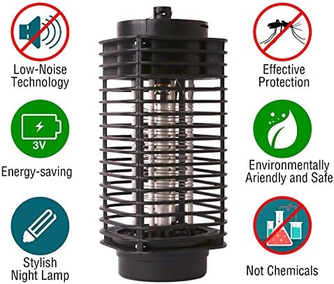 AIR SIX Bug Zapper Lamp-Indoor Fly Mosquito Repellent -110 v Electric Insect Killer -Mosquito Killer Lamp UV Light -Mosquito Trap -For Home-From Flying Insects- Black