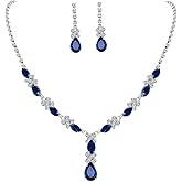 UDYLGOON Earrings Necklace Bracelet Jewelry Set for Women Costume Party Bride Bridesmaid Wedding Prom Jewelry