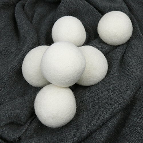 Becko 100% Imported New Zealand Eco-friendly Solid Wool Dryer Balls, Recyclable Natural Fabric Softener Agent, Anti-static & Anti-winding & Time-saving. Each package includes 6 balls
