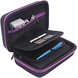 Jun Xuan New 3DS XL and 2DS XL Carrying Case - Fits Wall Charger - 16 Game Card Storage Holders, Hard Shell and Accessories Pocket - Black/ Purple